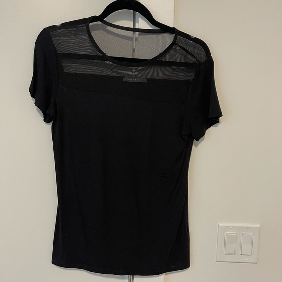 Suzy Shier smart black top with sheer detail. Size medium. New - Picture 1 of 2